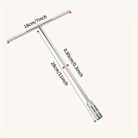 4-delige set metrische dopsleutels met T-handvat (8/10/12/14mm zeskant dop)