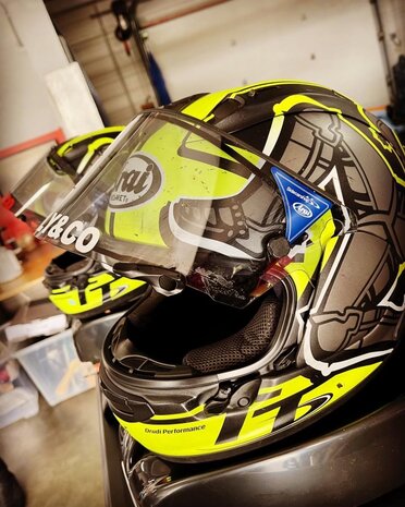 Sidecarshop Arai vizier sticker (blauw)